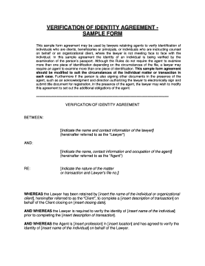 Verification of Identity Agreement
