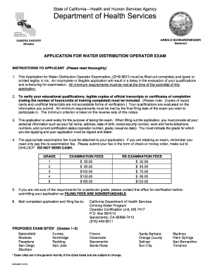 California Water Distribution Operator Exam Application