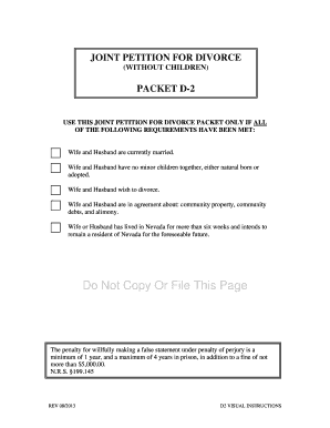 Joint Petition for Divorce Without Children