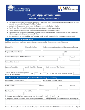 Home Warranty Insurance Project Application Form