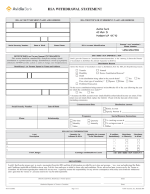 HSA Withdrawal Statement