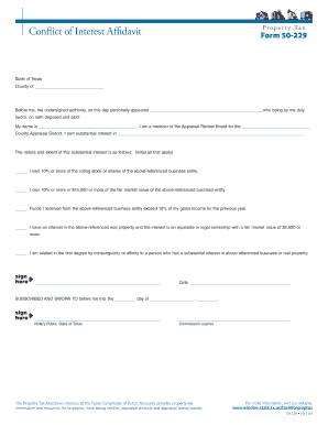 Texas Conflict of Interest Affidavit