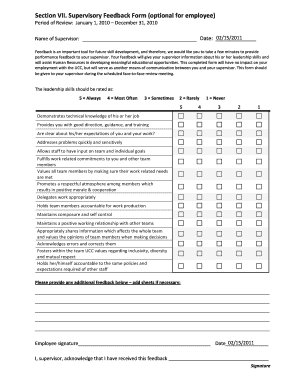 Supervisory Feedback Form