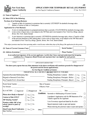 New York State Temporary Retail Permit Application