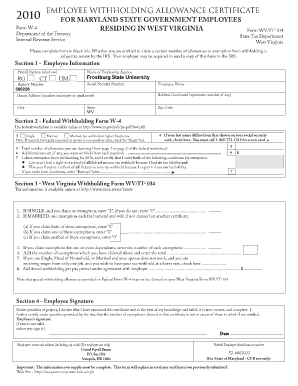 Maryland W-4 Form for West Virginia Residents