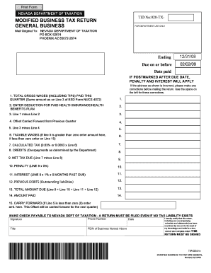 Nevada Modified Business Tax Return