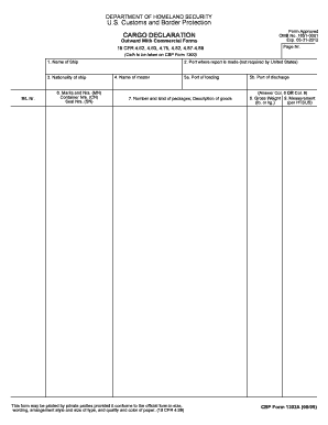 CBP Form 1302A Cargo Declaration