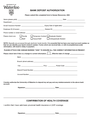 Bank Deposit Authorization Form