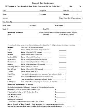 Standard Tax Questionnaire
