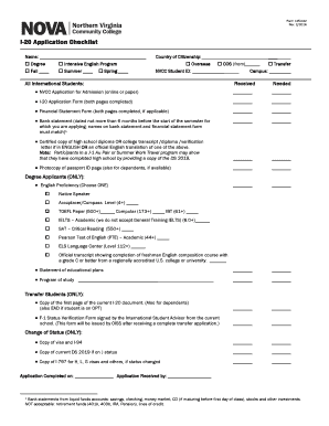 I-20 Application Checklist