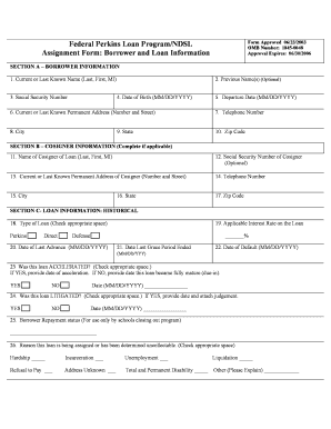 Federal Perkins Loan Assignment Form