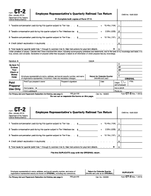 Form CT-2 Employee Representative's Quarterly Railroad Tax Return