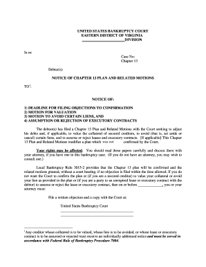 Chapter 13 Plan and Related Motions