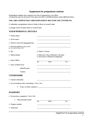 Postgraduate Student Visa Supplement Form