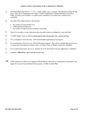 Alaska Driveway Permit Application