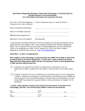 Certification for Controlled Technology Release to Foreign Persons