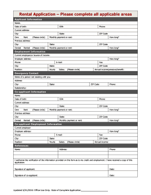 Rental Application Form