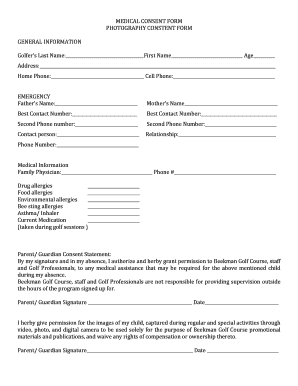 Medical and Photography Consent Form