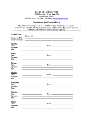 Conference Verification Form