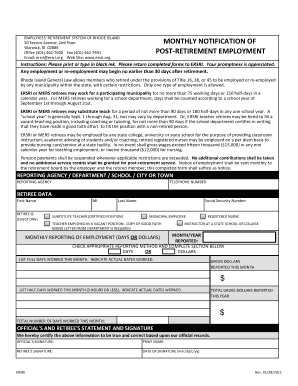 Rhode Island Post-Retirement Employment Notification