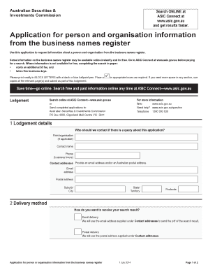 Australian Business Names Register Search Application