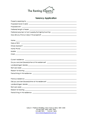 Tenancy Application Form