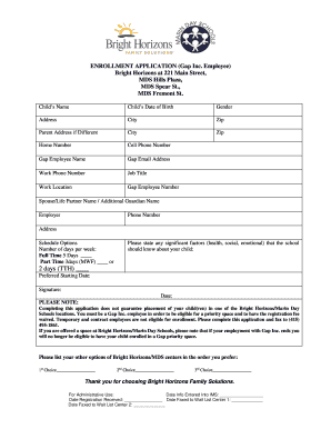 Gap Inc. Employee Child Enrollment Application