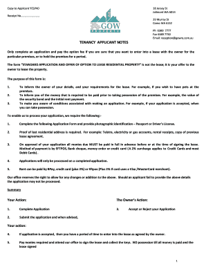 Standard Application and Offer of Option to Lease Residential Premises