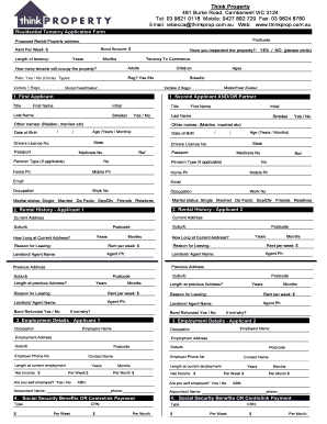 Residential Tenancy Application Form