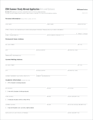 NYU Summer Study Abroad Application