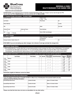 Health Insurance Plan Change Form