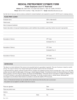 Medical Pretreatment Estimate Form