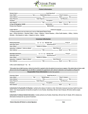 Patient Information and Authorization Form