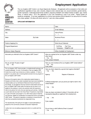 Los Angeles LGBT Center Employment Application