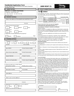 Residential Rental Application Form