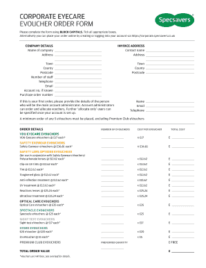 Corporate Eyecare Voucher Order Form