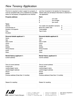 New Tenancy Application Form