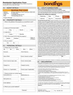 Australian Real Estate Tenancy Application Form