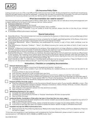 Life Insurance Policy Claim Form
