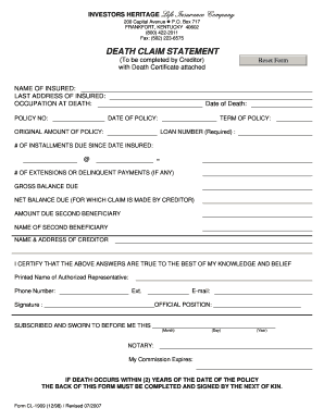 Death Claim Statement
