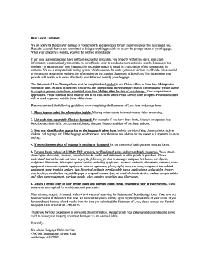 Statement of Loss or Damage Form