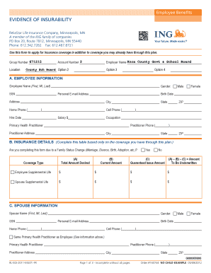 Employee Benefits Evidence of Insurability Form