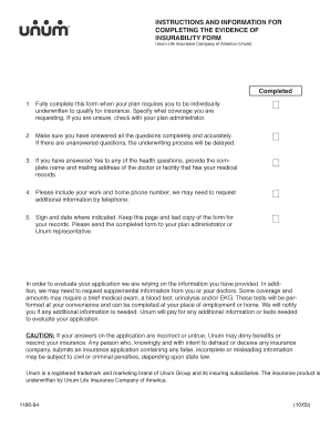 Evidence of Insurability Form