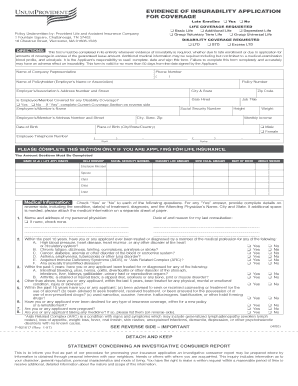 Evidence of Insurability Application