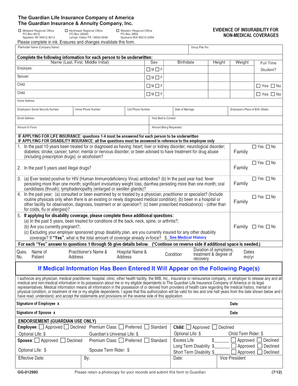 Guardian Life Insurance Evidence of Insurability Form