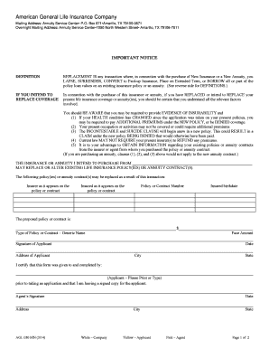 Life Insurance Replacement Notice