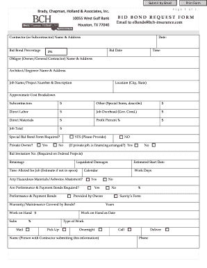 Bid Bond Request Form