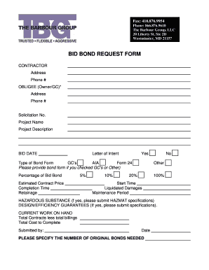 Bid Bond Request Form
