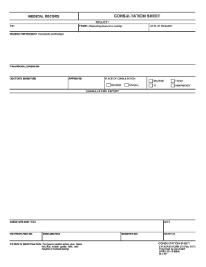 Medical Record Consultation Sheet