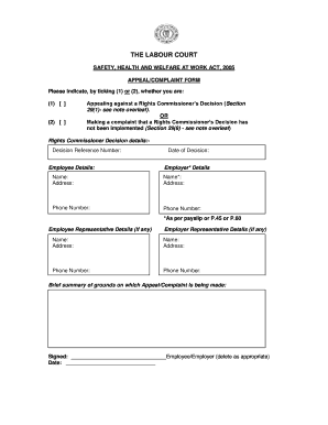 Labour Court Appeal/Complaint Form